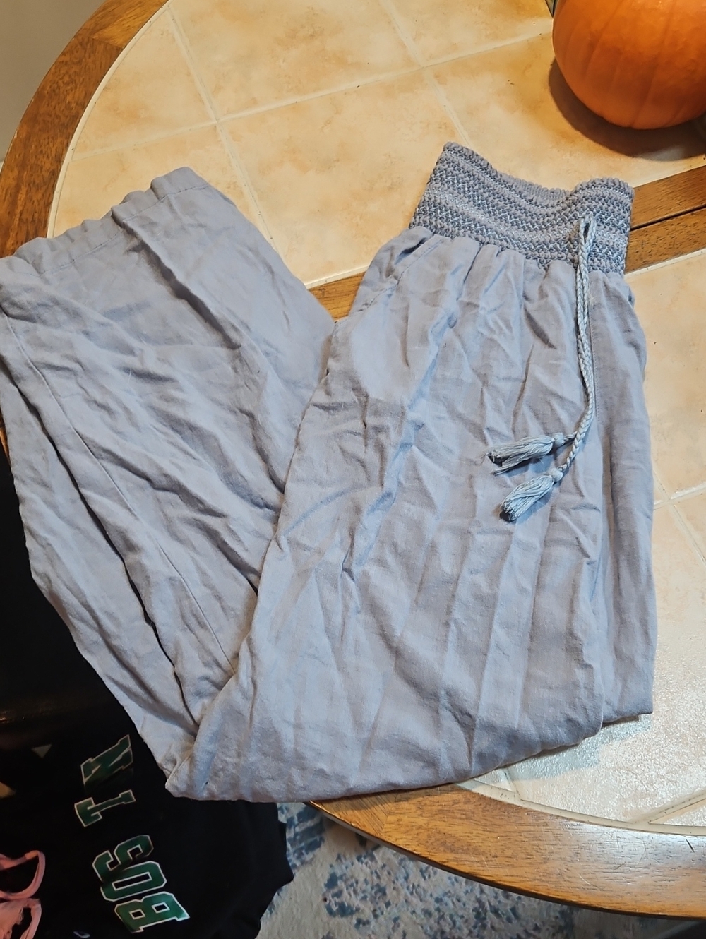 Rewash Light Blue Smocked Waist Drawstring Joggers
